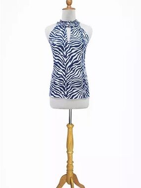 Blue Zebra Print Halter Camisole - Women's